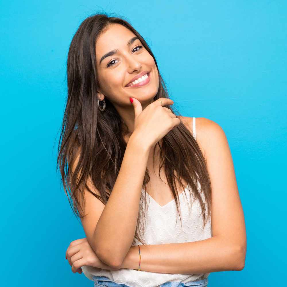 young woman smiling with straight teeth